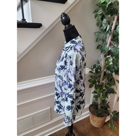 The Limited Button Up Blouse Women's Small Multicolor Floral Long Sleeve Stretch - Picture 6 of 11